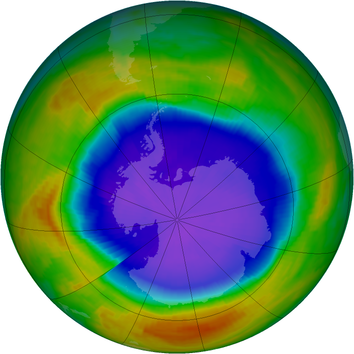 Antarctic ozone map for 01 October 1996